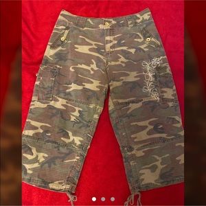 Floral Embroidered Camouflage Cargos